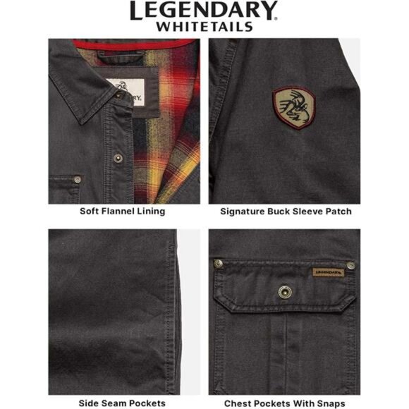 Mens Flannel Lined Shirt Jacket Waxed Cotton Water Resistant Outdoor Work Coat - Picture 6 of 7